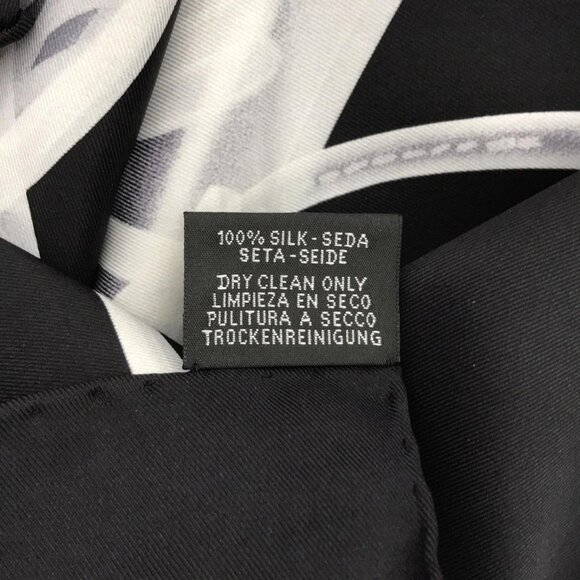 HERMES Carre 70 Black White Light Gray Scarf 492-071225 - Picture 5 of 6